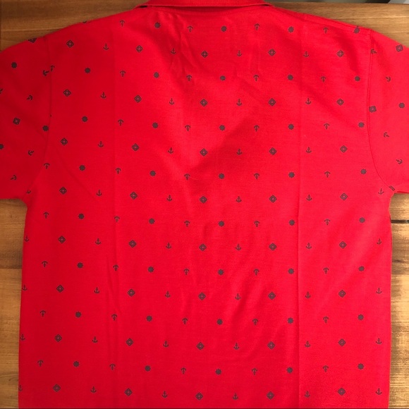 NWOT Surf Ride Red Polo Short Sleeve Shirt Anchor Printed - Picture 5 of 9
